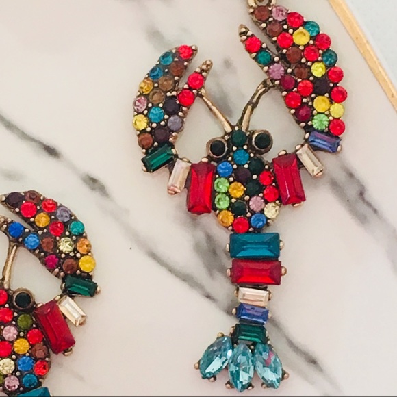 2/$25 Multi Color Crystal Lobster Dangle Earrings - Picture 5 of 8